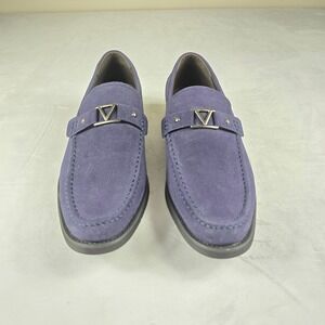 Men's Blue Suede Loafers Size 11 With V Buckle Detail